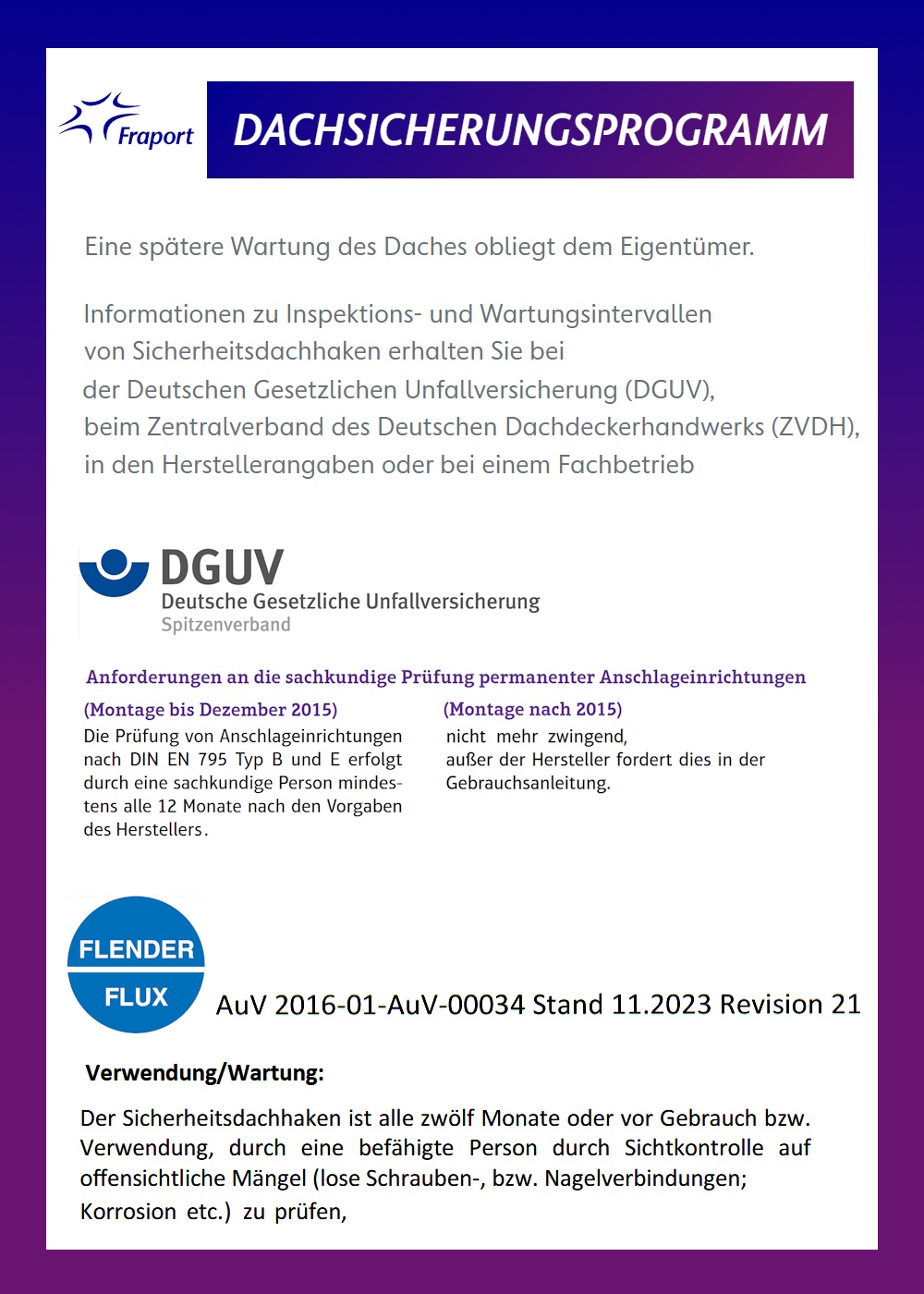 Zitate: Wartung von Dachhaken